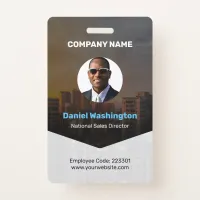 Custom Employee Name, Photo, Bar Code, Logo Badge