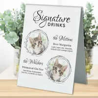 Cat Wedding Signature Drinks 2 Pet Photo Bar  Table Tent