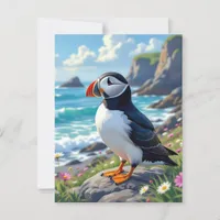 A Cute Puffin on the Sea Shore  Postcard