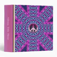 Psychedelic Pink Peace Kaleidoscope Album Binder