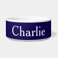 pCustom Personalized Name Photo Dark Blue Pet Bowl