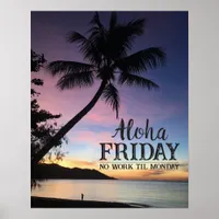 Hawaiian Beach Bar Aloha Friday Tropical Sunset Poster