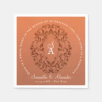 Monogram Victorian Crest Gothic Terracotta Wedding Napkins