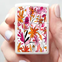 Vibrant Floral Pattern With Leaves Zippo Lighter