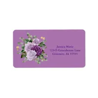 Purple Roses Botanical Return Address Label