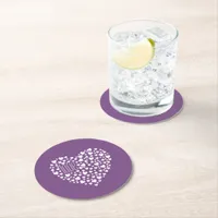 Heart Full of Hearts Love White ID733 Round Paper Coaster