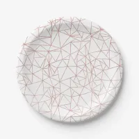 Modern Rose Gold Foil Geometric Copper Polygon Paper Plates