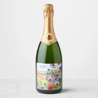 Personalized Floral Wedding Personalized Sparkling Wine Label