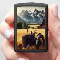 Rustic Tractor in Golden Field Zippo Lighter