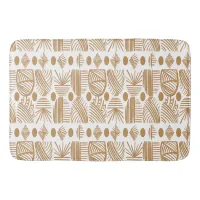 Caribbean Tribal Mudcloth: White, Gold Bath Mat