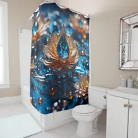 A Blue Gem with Gold Design  Shower Curtain