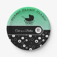 Personalized Cute as a Button Baby Shower Paper Plates