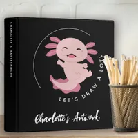 Children's Artwork Artist Axolotl Keepsake 3 Ring Binder