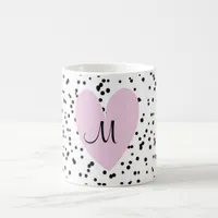 Girly Blush Pink Heart Monogram Spotty Background Coffee Mug