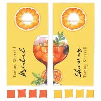 Aperol Spritz Orange Watercolor Italian Shower  Cornhole Set