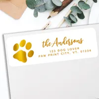 Elegant Gold Paw Print Personalized Return Address Label