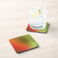 Shades of Orange and Green Abstract Cork Coaster