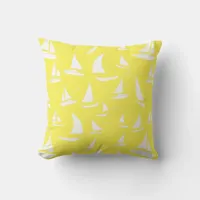 Yellow and White Decorative Yacht Throw Pillow