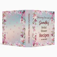 Blossoming Romance - Bridal Shower Recipe 3 Ring Binder