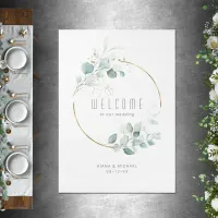 Dreamy Foliage Wedding Welcome Green/Blue ID817 Rug