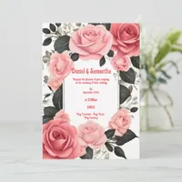 Romantic Pink Rose Wedding Invitations