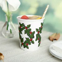 Paper Cup - Wreaths of Holly Leaves and Berries