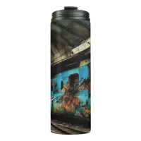 Abandoned Train with Graffiti Urban Street Art Thermal Tumbler