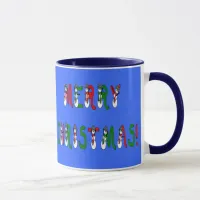 Merry Christmas Snowman Font Mug