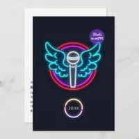 Neon Microphone Graduation Party Invitation