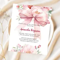 Bow pink florals elegant  Bridal Shower invitation