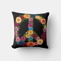 Rose Peace Symbol Throw Pillow