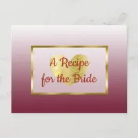 Burgundy & Gold Gradient wedding Recipe Card