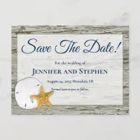 Rustic Beach Sand Dollar Wedding Save the Date Announcement Postcard