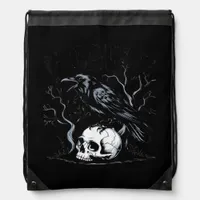 Crow, F-Caw-F Funny Bird Moon Gothic Adult Humor Drawstring Bag