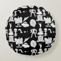 UFO, Alien, Bigfoot Cryptid  Round Pillow