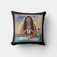 Urban Art | Pretty Woman doing Meditation Throw Pillow