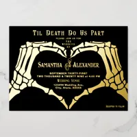 Gothic Black Wedding Skeleton Hands Till Death Foil Invitation