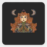 Whimsigoth Portrait Classic Square Sticker