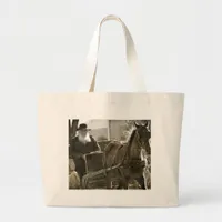 Amish Horse Being Silly With Tongue Stuck Out Large Tote Bag