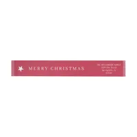 Elegant Merry Christmas Modern Custom Name Red Wrap Around Label