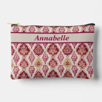 Boho Chic Pinkish Red and Gold  Accessory Pouch