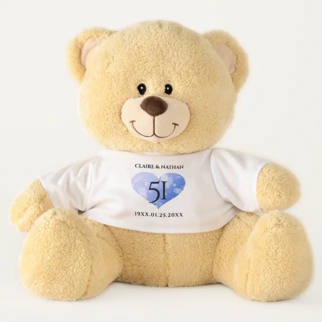 Elegant 51st Sapphire Wedding Anniversary Teddy Bear