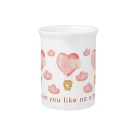 Hearts Balloon Valentine Personalized Custom   Beverage Pitcher