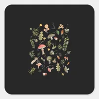 Cottagecore Mushroom Aesthetic Academia Goblincore Square Sticker
