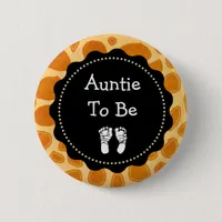 Auntie to be Zebra Print Baby Shower Button