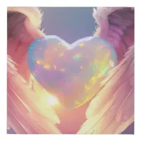 *~* Glowing Opal Heart Angel Wings AP78  Faux Canvas Print