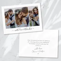 Calligraphy Script Multi Photo Wedding Thank You Card