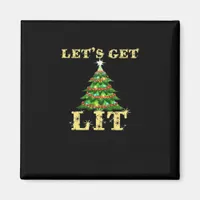 Let's Get Lit Funny Christmas Drinking Classic Magnet