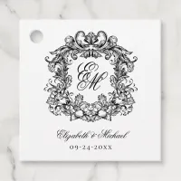 Elegant Script Monogram Crest Wedding Favor Tags