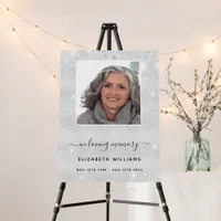 Silver photo glitter elegant memorial funeral  foam board